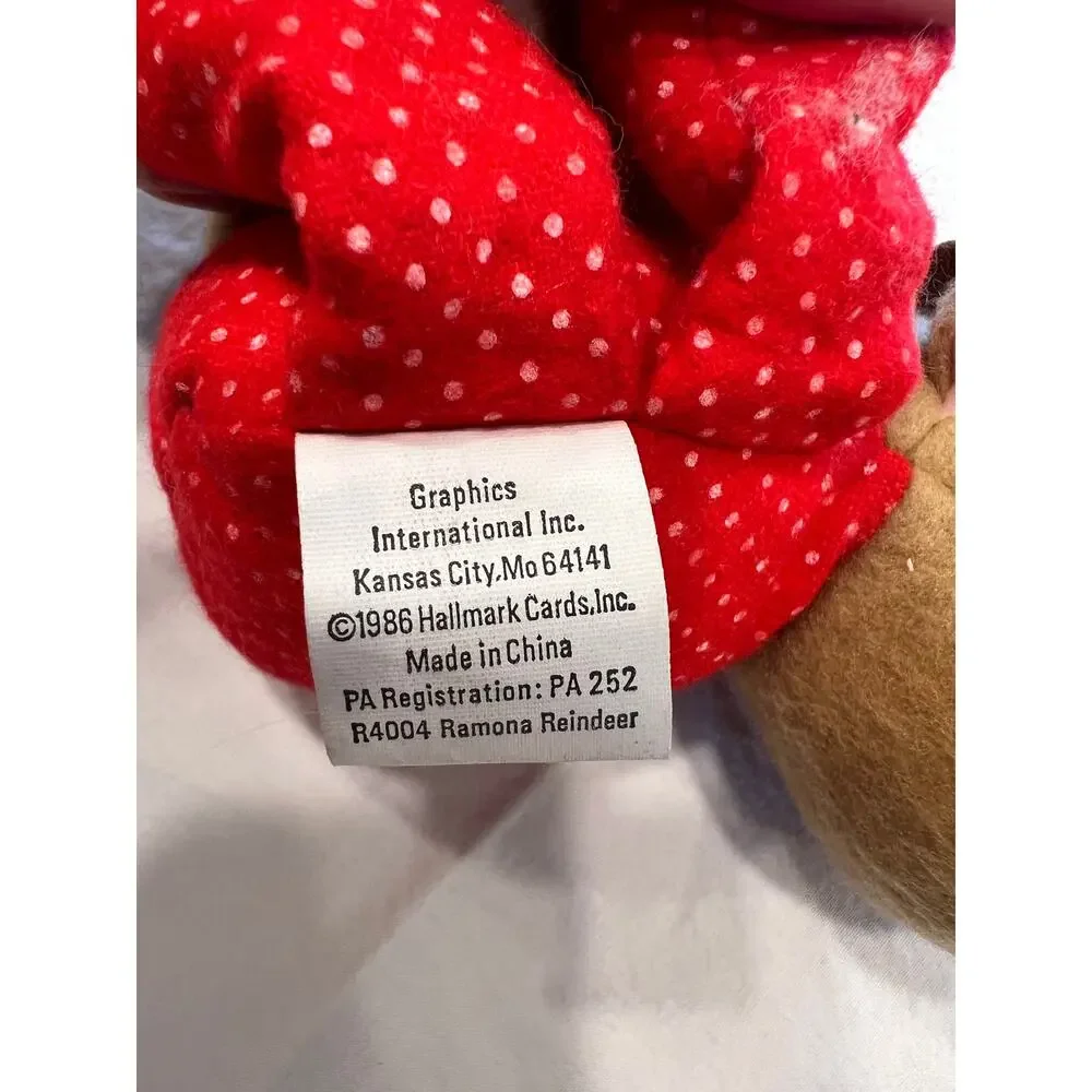 Vintage 1986 Hallmark Randy & Ramona Reindeer Plush Pair Christmas